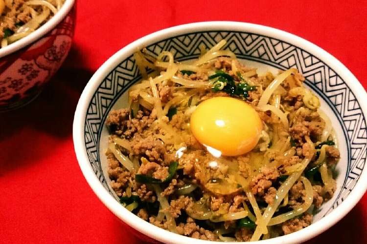 豚挽き肉ニラモヤシ玉スタミナ丼 レシピ 作り方 By ミドリャフカ クックパッド 簡単おいしいみんなのレシピが359万品