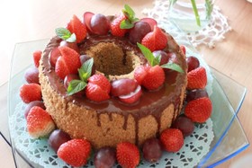 チョコ掛け紅茶シフォンケーキ