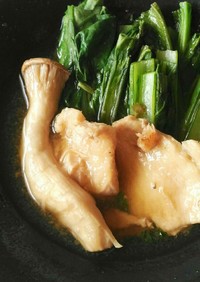 鶏むね肉と小松菜の甘酸っぱい煮物