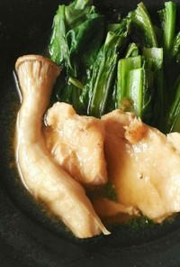 鶏むね肉と小松菜の甘酸っぱい煮物