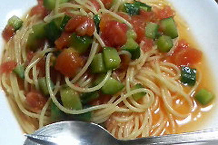 トマトときゅうりの温かいパスタ レシピ 作り方 By こぅちん クックパッド 簡単おいしいみんなのレシピが352万品
