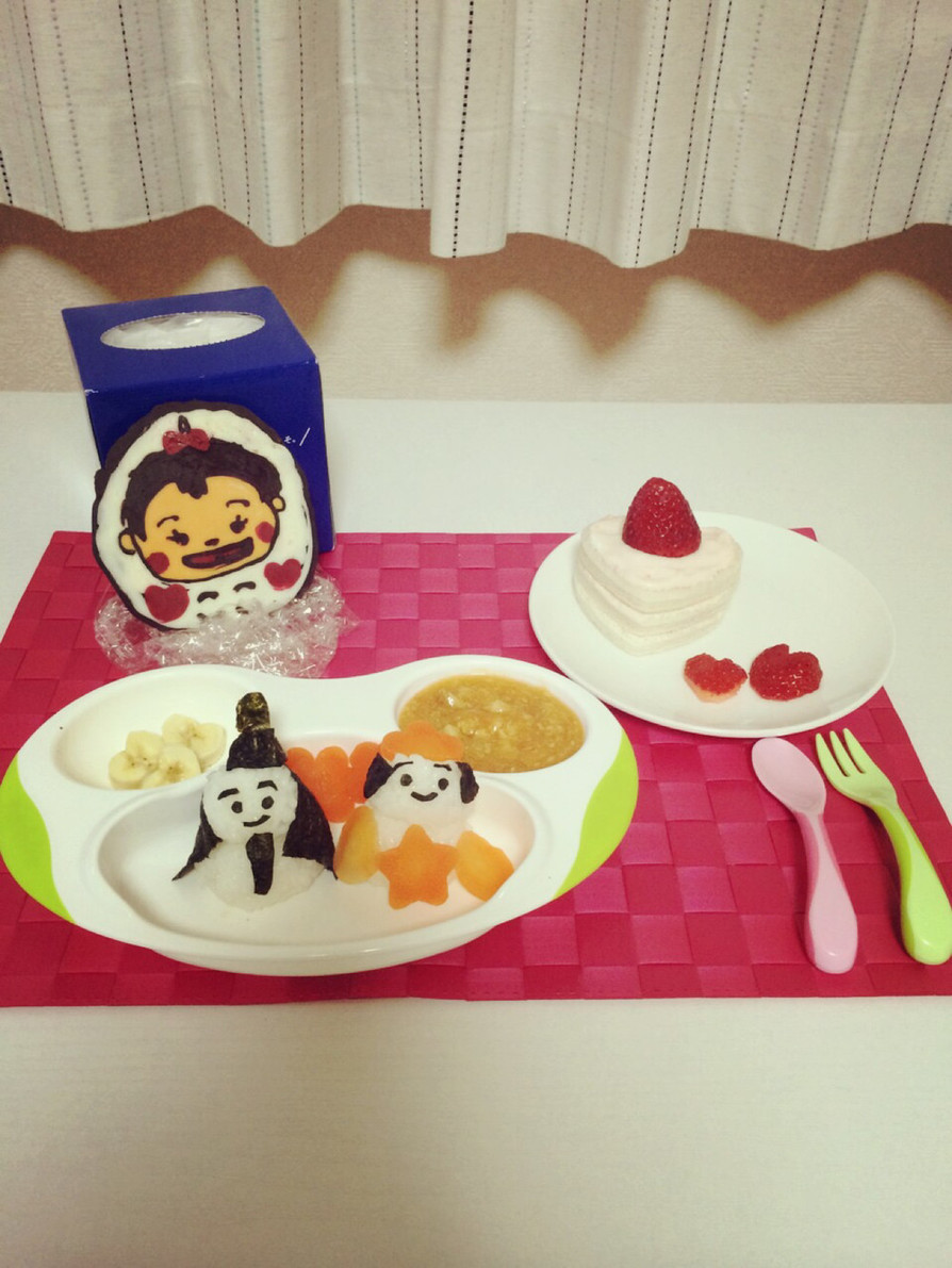 ♡初節句のお雛様ごはんと食パンケーキ♡の画像