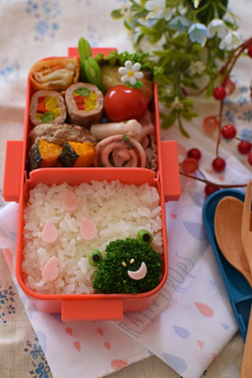 【キャラ弁】ブロッコリーのカエル弁当