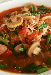 【糖質0g麺】ニラのトマトスープ麺