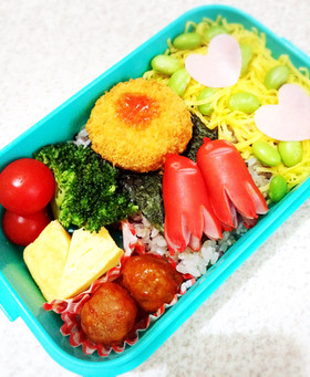 長女への愛娘弁当①「のっけ盛り雑穀弁当」