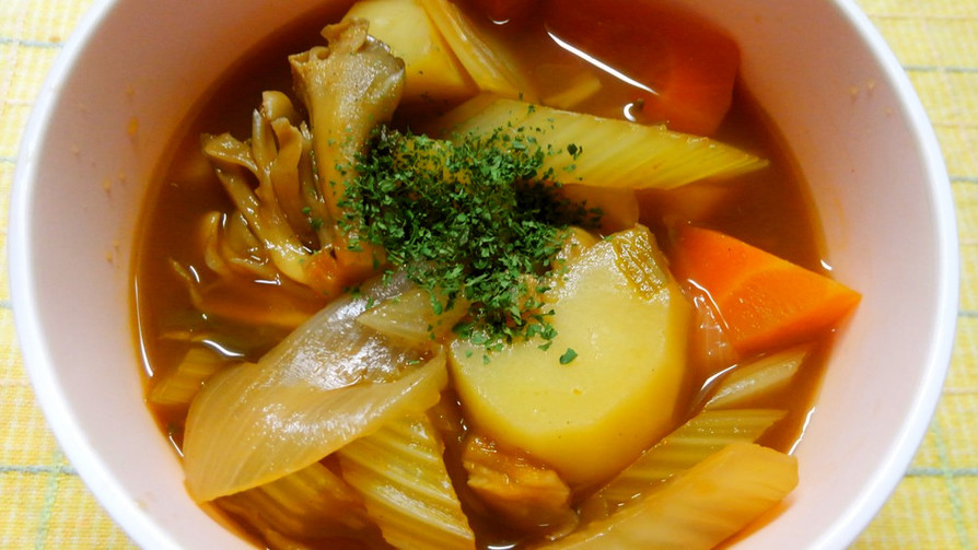 簡単！セロリとじゃが芋と舞茸のスープ☆の画像