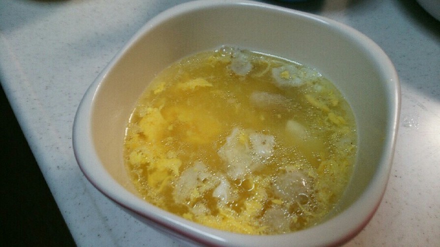 鶏の茹で汁で！あっさり卵中華スープ☆の画像