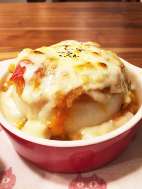玉ねぎ丸ごとカップのチーズ焼き