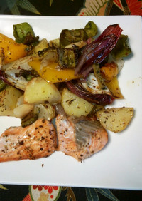 鮭と季節野菜のオーブングリル