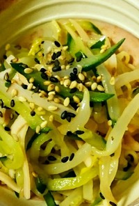 胡瓜ともやしとハムの中華サラダ