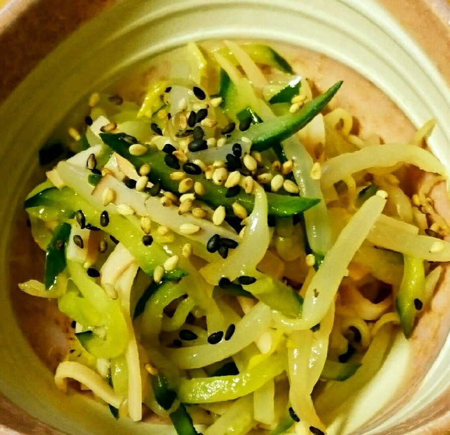 胡瓜ともやしとハムの中華サラダの画像