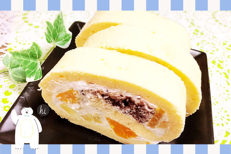 冷凍で美味しい 夏の白くま風ロールケーキ レシピ 作り方 By ３匹の大ぶたママ クックパッド