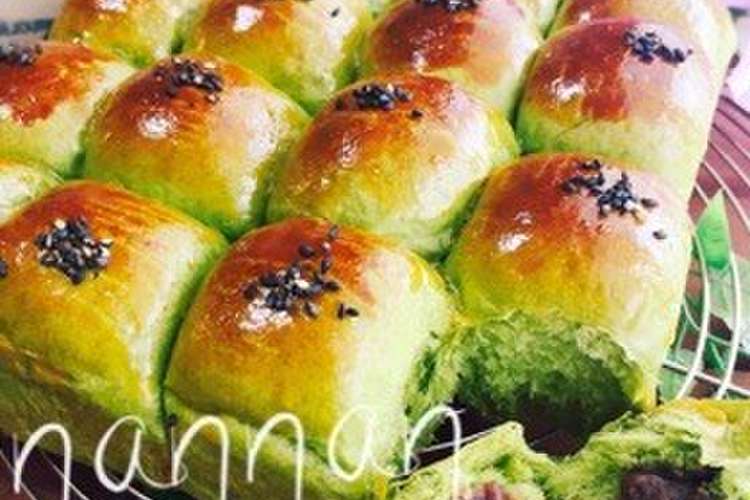 ふんわり甘い こしあん入り抹茶ちぎりパン レシピ 作り方 By なんなんわーるど クックパッド 簡単おいしいみんなのレシピが366万品