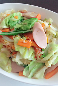 簡単♬ツナと魚肉ソーセージの野菜炒め