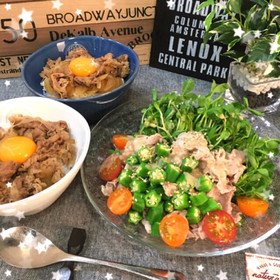 栄養満点♡豆苗と星型オクラ冷しゃぶサラダ