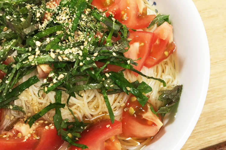 トマトと大葉のさっぱりそうめん レシピ 作り方 By Meg4 クックパッド 簡単おいしいみんなのレシピが374万品