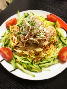 ピリ辛♡薬味たっぷり豚しゃぶ冷やし中華♡