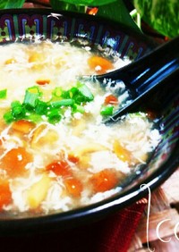 超低カロリー♪なめこと卵白の中華風スープ