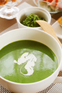 小松菜と薩摩芋の冷製スープ