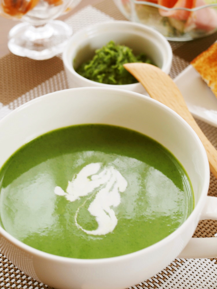 小松菜と薩摩芋の冷製スープの画像