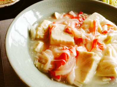 豆腐のカニカマあんかけ〜ごま油風味の写真