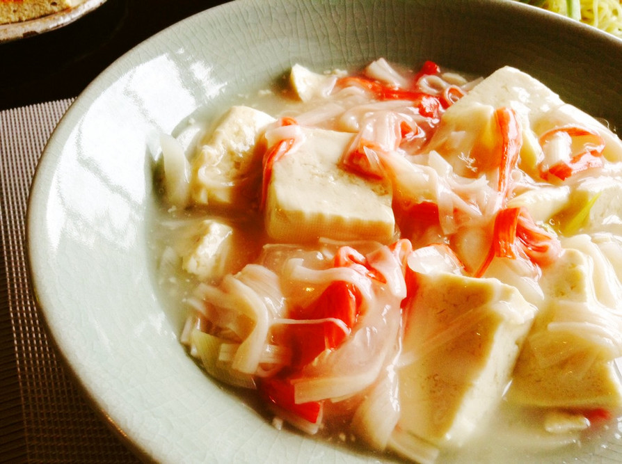 豆腐のカニカマあんかけ〜ごま油風味の画像