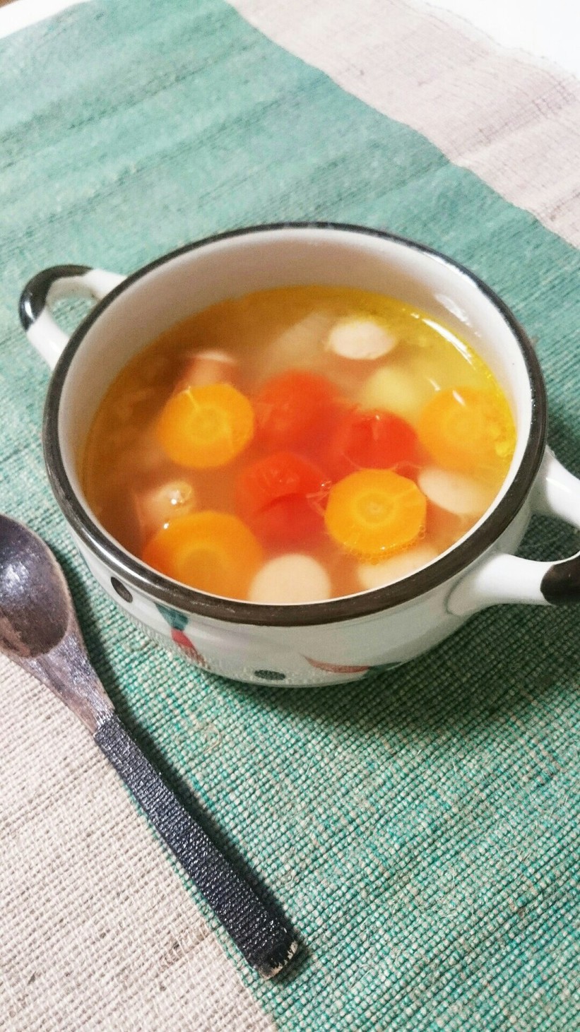 うちの定番！トマトとウインナーのスープの画像