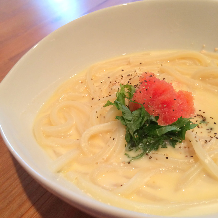 簡単☆５分で！濃厚明太クリームうどん♩の画像