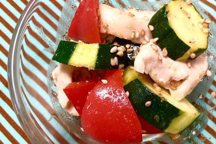 時短 ズッキーニささみパプリカ胡麻酢和え レシピ 作り方 By ふたごゆき クックパッド 簡単おいしいみんなのレシピが357万品