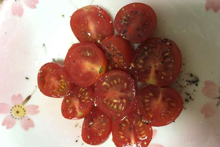 1分で出来る簡単お酒に合うトマトおつまみ レシピ 作り方 By きゃーたん クックパッド 簡単おいしいみんなのレシピが358万品