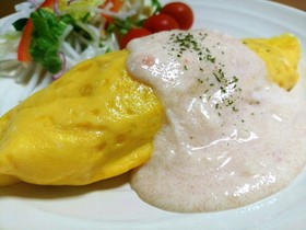 明太子クリームソースのオムライス