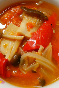 簡単！トマトとパプリカきのこの中華スープ