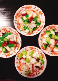 長芋、お好きな海鮮夏野菜でコロコロ酢の物