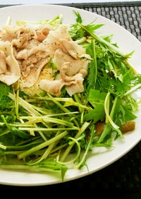 【簡単サラダ】豆腐と水菜の豚しゃぶサラダ