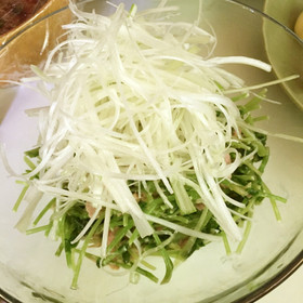 豆苗とツナと長ネギのピリ辛サラダ