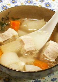 豚バラ肉と根菜のスープ