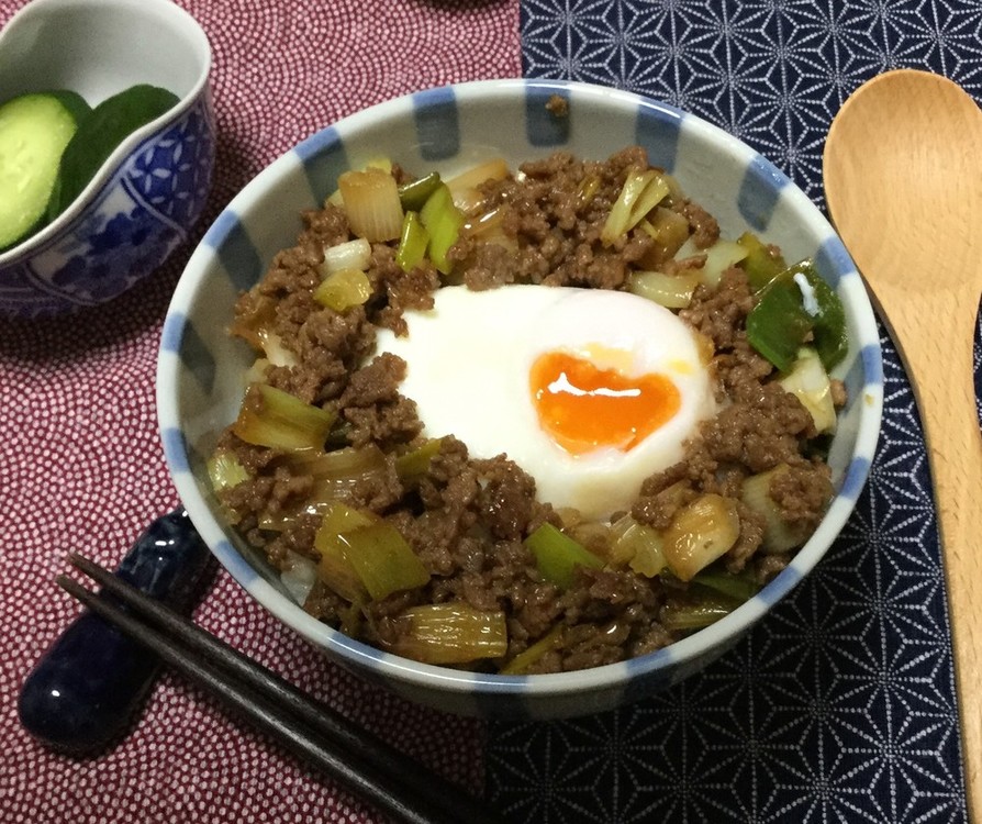 ネギ大量消費☆太ネギ丼・挽肉は脇役の画像