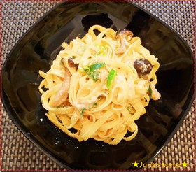 あっさり濃厚★お豆腐明太のカルボナーラ風