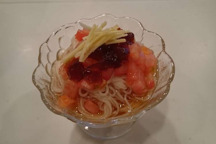 簡単 ぶっかけトマト素麺 ポン酢ジュレ レシピ 作り方 By Macreo クックパッド 簡単おいしいみんなのレシピが358万品