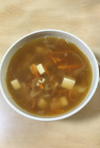鶏ひき肉と豆腐のスープ