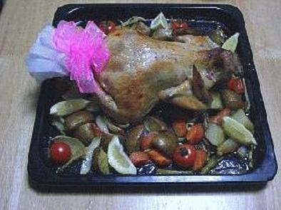 若鶏の丸焼き（ローストチキン）の写真
