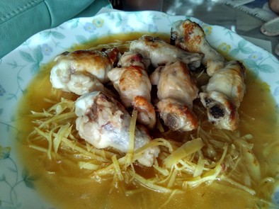 鶏チューリップで客家料理（黄酒鶏）の写真