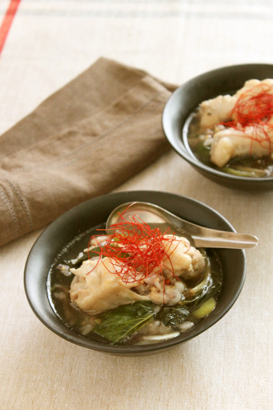炊飯器で簡単！明日葉のサムゲタン風スープの写真