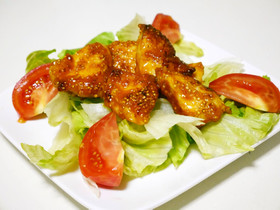 味噌ケチャチキンのローストキヌアまぶし