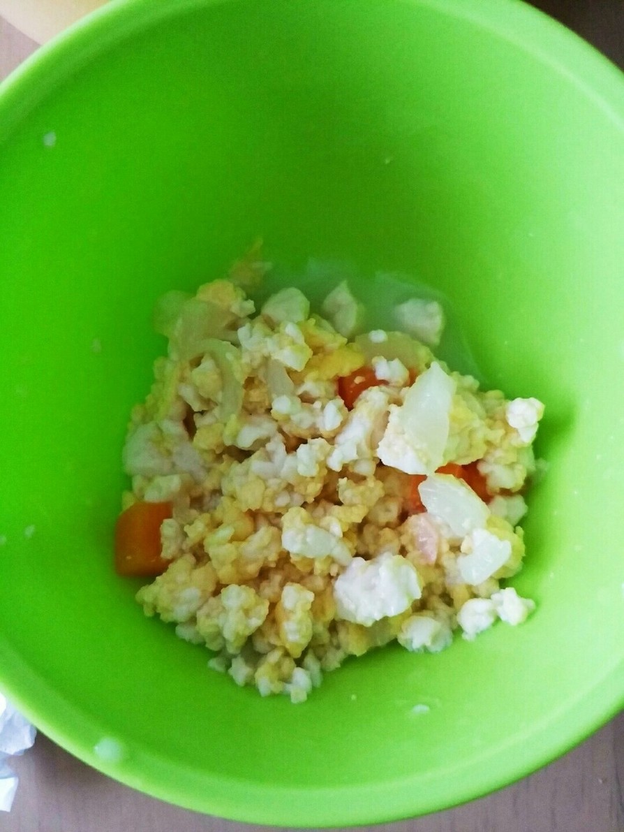 離乳食 豆腐とミルクの卵炒めの画像