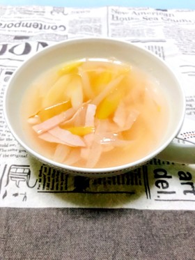 簡単☆ねぎ☆と☆ハム☆のスープ