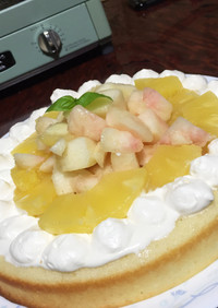 ふわふわ桃のホットケーキ