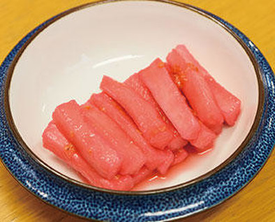 オウミ木イチゴの甘酢漬け大根の写真