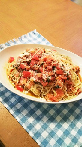楽チン☆トマトとバジルの冷製パスタ☆
