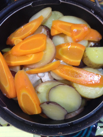 超簡単、皮ごと無農薬野菜の塩麹蒸しの写真